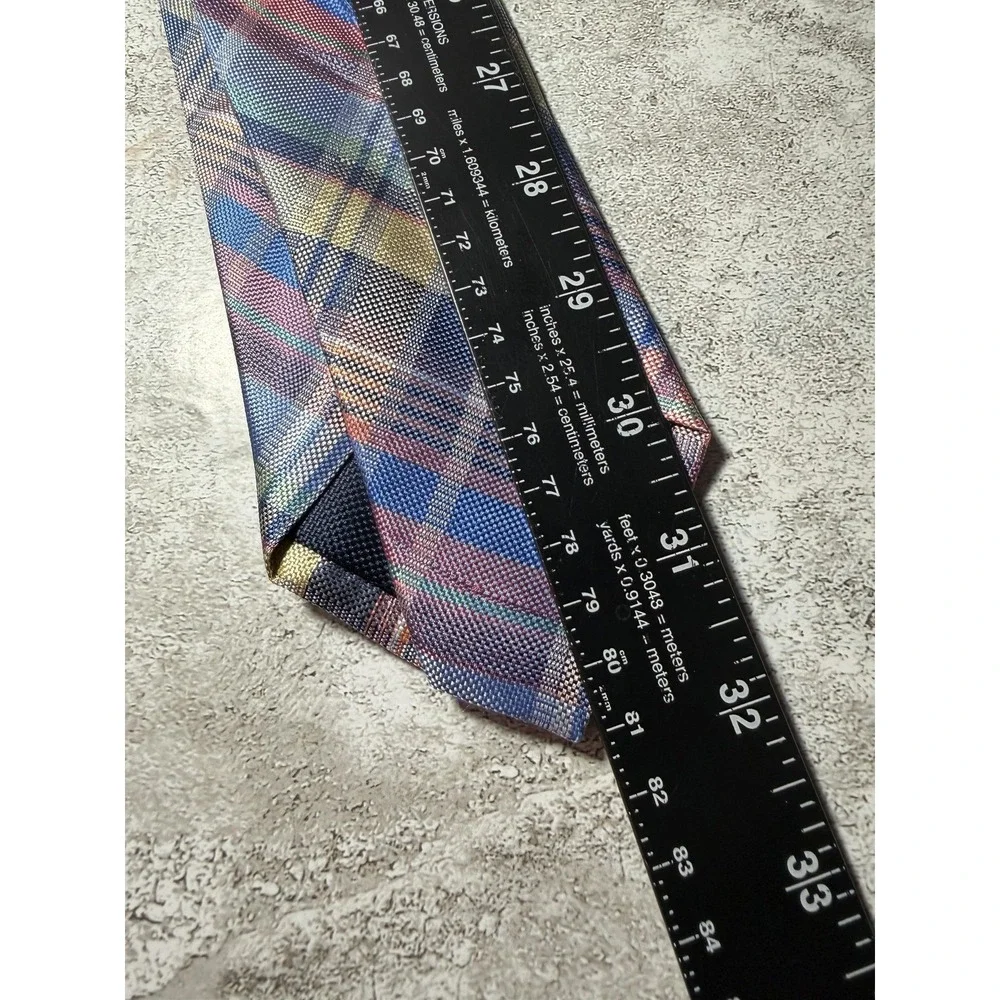 Nautica Polyester Tie Mens One Size Multicolor Plaids & Checks Pointed Jacquard